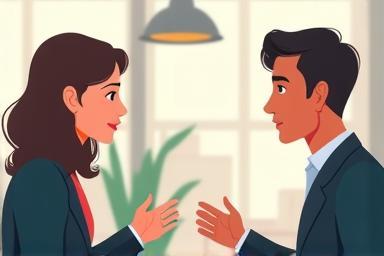 Two people having a professional conversation