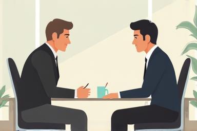 Two people in a mock interview setting